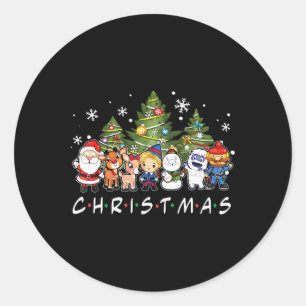 Adesivo Redondo Papais noeis de Natal Rudolph Snowman Família Xma