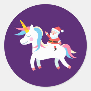 Adesivo Redondo Papais noeis De Natal Vivendo Garotas Do Unicórni
