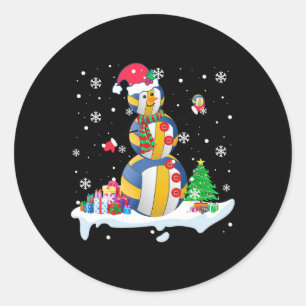 Adesivo Redondo Papais noeis de Neve Jogadores de Golfe e Voleibol