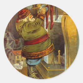 Adesivo Redondo Papais noeis de palito verde de pinheiro antigo