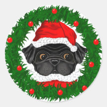 Papais noeis de Pug Preto de Natal Bonito em Terra