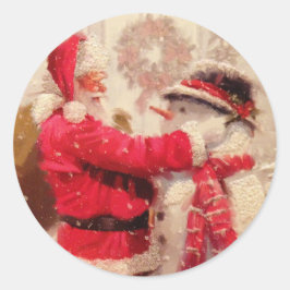Adesivo Redondo Papais noeis de safra e Snowman Envelope Seal