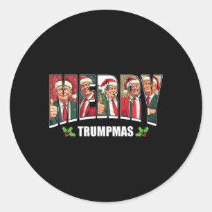 Adesivo Redondo Papais noeis de Trumpmas de feliz espetam pijamas
