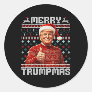 Adesivo Redondo Papais noeis de Trumpmas de feliz Tremem Pijamas d
