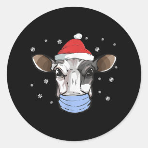 Adesivo Redondo Papais noeis De Vaca De Leite Enfrentam Mascaramen