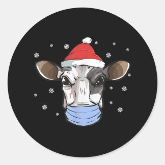 Adesivo Redondo Papais noeis De Vaca De Leite Enfrentam Mascaramen