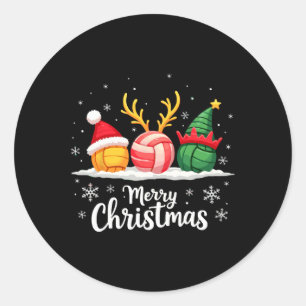 Adesivo Redondo Papais noeis De Voleibol E Feliz Natal Xmas