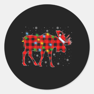 Adesivo Redondo Papais noeis de Xadrez de Buffalo de Luz Natal