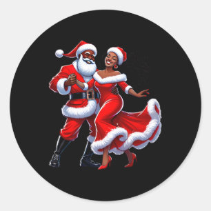 Adesivo Redondo Papais noeis do Natal Africano Sra. Claus Dançando