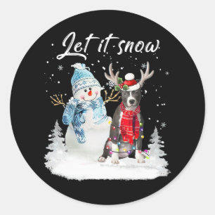 Adesivo Redondo Papais noeis do Nose Azul Cachorro Natal Snowman X