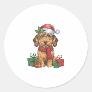 Adesivo Redondo Papais noeis do Partido Xmas Labradoodle Dog Cris