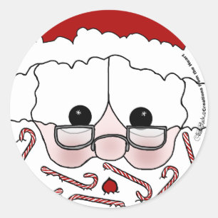 Adesivo Redondo Papais noeis Doces Cheeks-Candy Cane Beard
