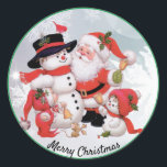 Adesivo Redondo Papais noeis doces e Snowman Vedante de Natal<br><div class="desc">Etiquetas de selagem do envelope do cartão de Natal (conjunto de 20)</div>