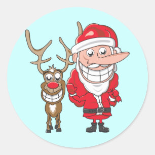 Adesivo Redondo Papais noeis e Reindeer
