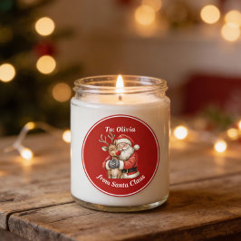 Adesivo Redondo Papais noeis e renas bonitos Natal Vermelho Person