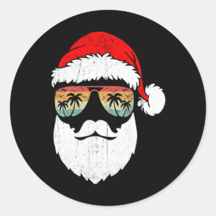 Adesivo Redondo Papais noeis Enfrentam Retro Pulmões Natal No Hava