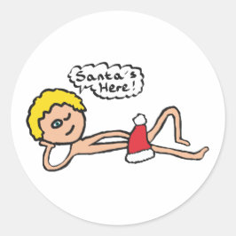 Adesivo Redondo Papais noeis Engraçados Aqui Humor Xmas