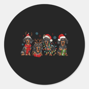 Adesivo Redondo Papais noeis Engraçados Dachshund Natal Dachshund