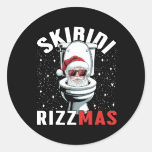 Adesivo Redondo Papais noeis Engraçados De Banheiro Skibidi Rizzma