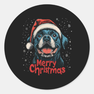 Adesivo Redondo Papais noeis Engraçados Rottweiler Feliz Natal Amo