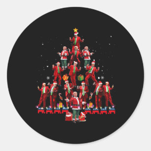 Adesivo Redondo Papais noeis Engraçados Trump Dance Tree Natal Paj