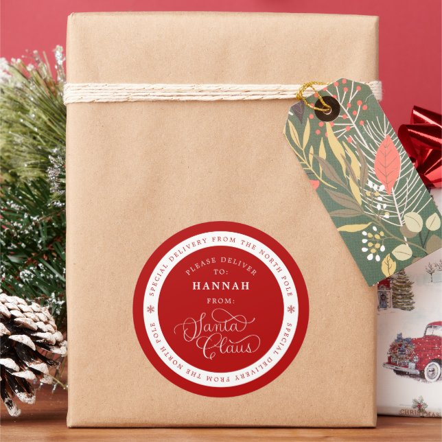 Adesivo Redondo Papais noeis especiais de entrega Nomes de etiquet (Feriado)