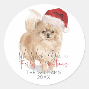 Adesivo Redondo Papais noeis FURRY NATAL Cão Personalizado