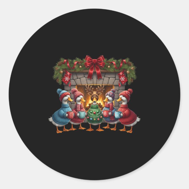 Adesivo Redondo Papais noeis Ganham Feliz Goosmas Xmas Ganham Nata (Frente)