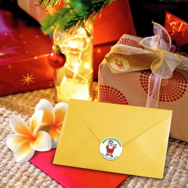 Adesivo Redondo Papais noeis Havaianos Vermelho (Criador carregado)