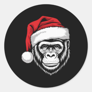Adesivo Redondo Papais noeis Joyful Gorilla No Natal De Gorilla