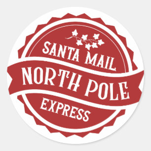 Adesivo Redondo Papais noeis Mail North Pole Express