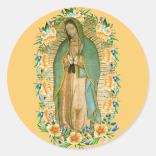 Adesivo Redondo Papais noeis Maria, Virgen de Guadalupe Mãe Maria