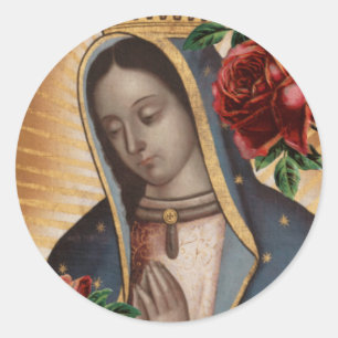 Adesivo Redondo Papais noeis Maria, Virgen de Guadalupe Mãe Maria