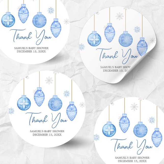 Adesivo Redondo Papais noeis Meninos Chá de fraldas de Natal (Santa Baby Christmas Baby Shower Sticker)