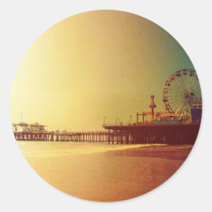 Adesivo Redondo Papais noeis Monica Pier - Orange Sunrise Photo Ed
