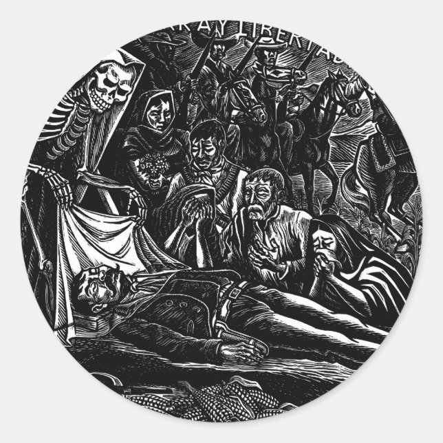 Adesivo Redondo Papais noeis Muerte e Soldier c. 1951 México (Frente)