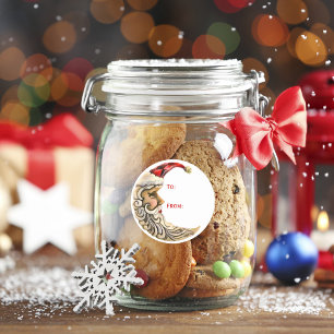 Adesivo Redondo Papais noeis Natal Lua Dando Presente