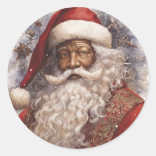 Adesivo Redondo Papais noeis Negros Radiantes: Saudações da Estaçã