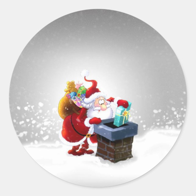Adesivo Redondo Papais noeis no topo do telhado (Frente)