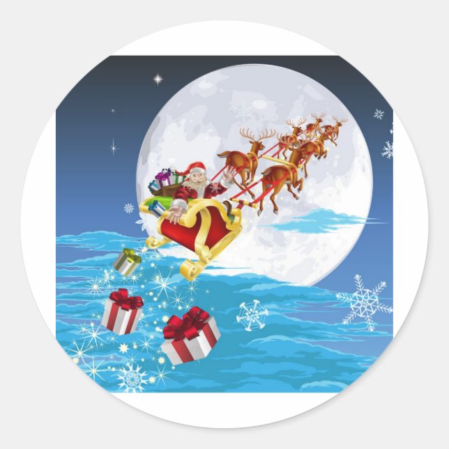 Adesivo Redondo Papais noeis no trenó (Frente)