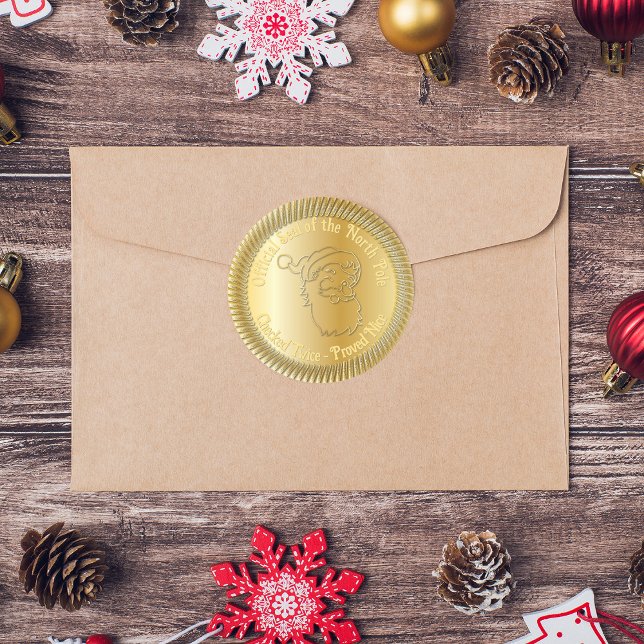 Adesivo Redondo Papais noeis Oficiais do Polo Norte Seal Faux Dour (Criador carregado)