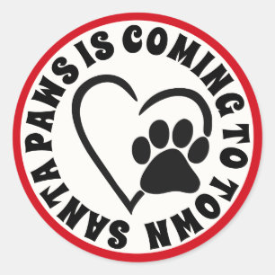 Adesivo Redondo Papais noeis Paws está chegando à cidade