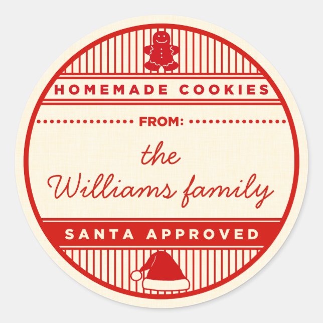 Adesivo Redondo Papais noeis Personalizados Autocolantes Homemade  (Frente)