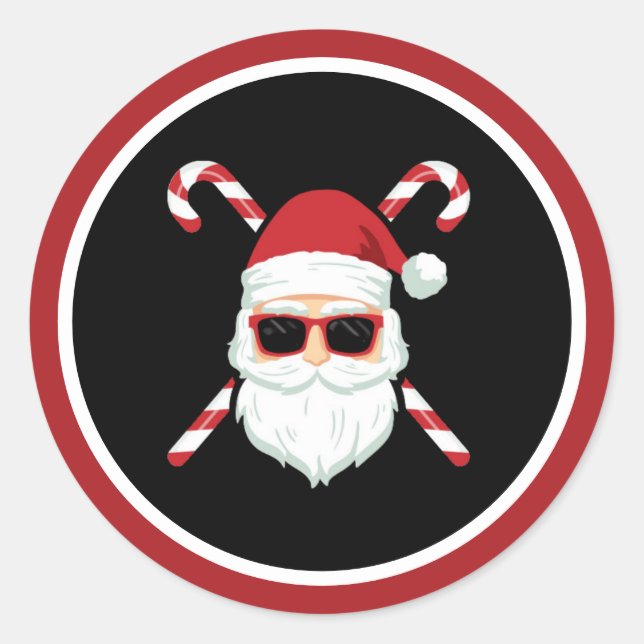 Adesivo Redondo Papais noeis Personalizados com Feriado de Natal C (Frente)