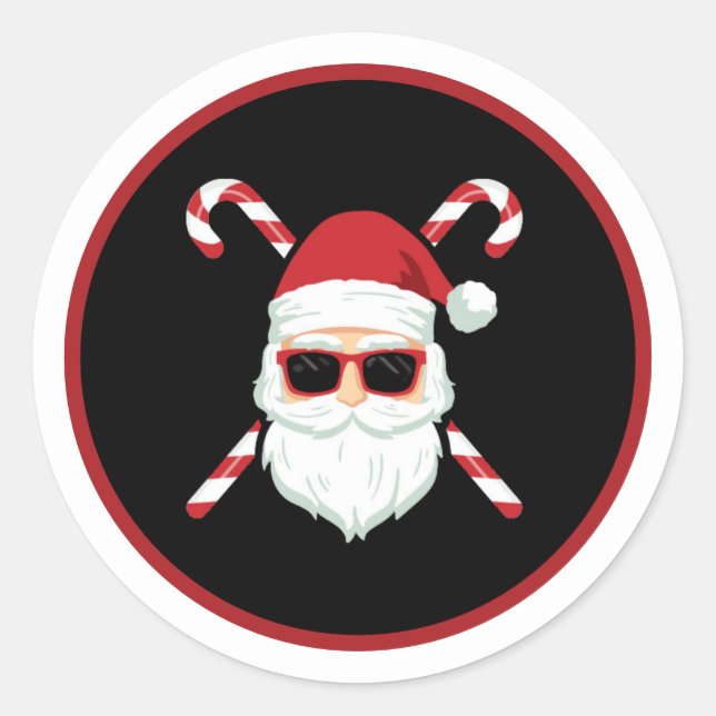 Adesivo Redondo Papais noeis Personalizados com Feriado de Natal C (Frente)