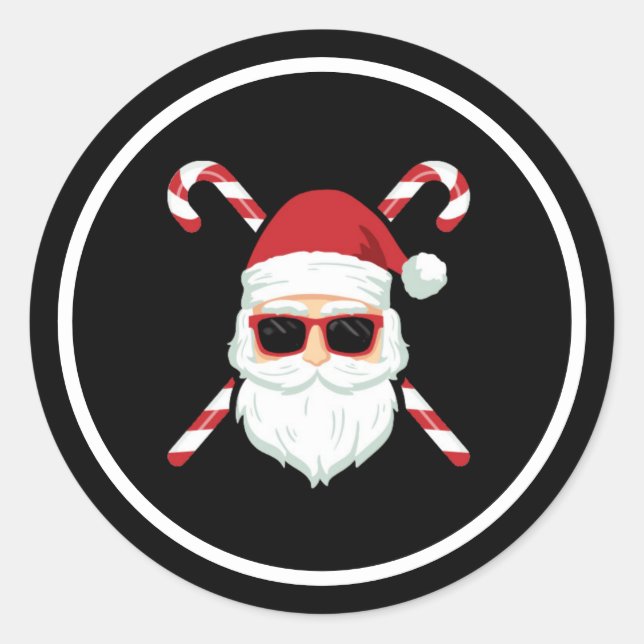 Adesivo Redondo Papais noeis Personalizados com Feriado de Natal C (Frente)