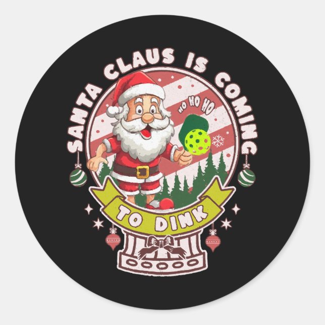 Adesivo Redondo Papais noeis Pickleball Natal, Papais noeis Engraç (Frente)