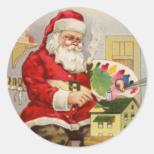 Adesivo Redondo Papais noeis pintando Doll House