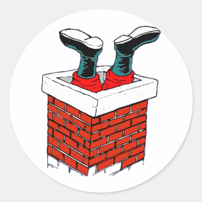 Adesivo Redondo Papais noeis presos na chaminé (Frente)