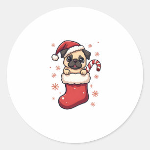 Adesivo Redondo Papais noeis Pug Delight